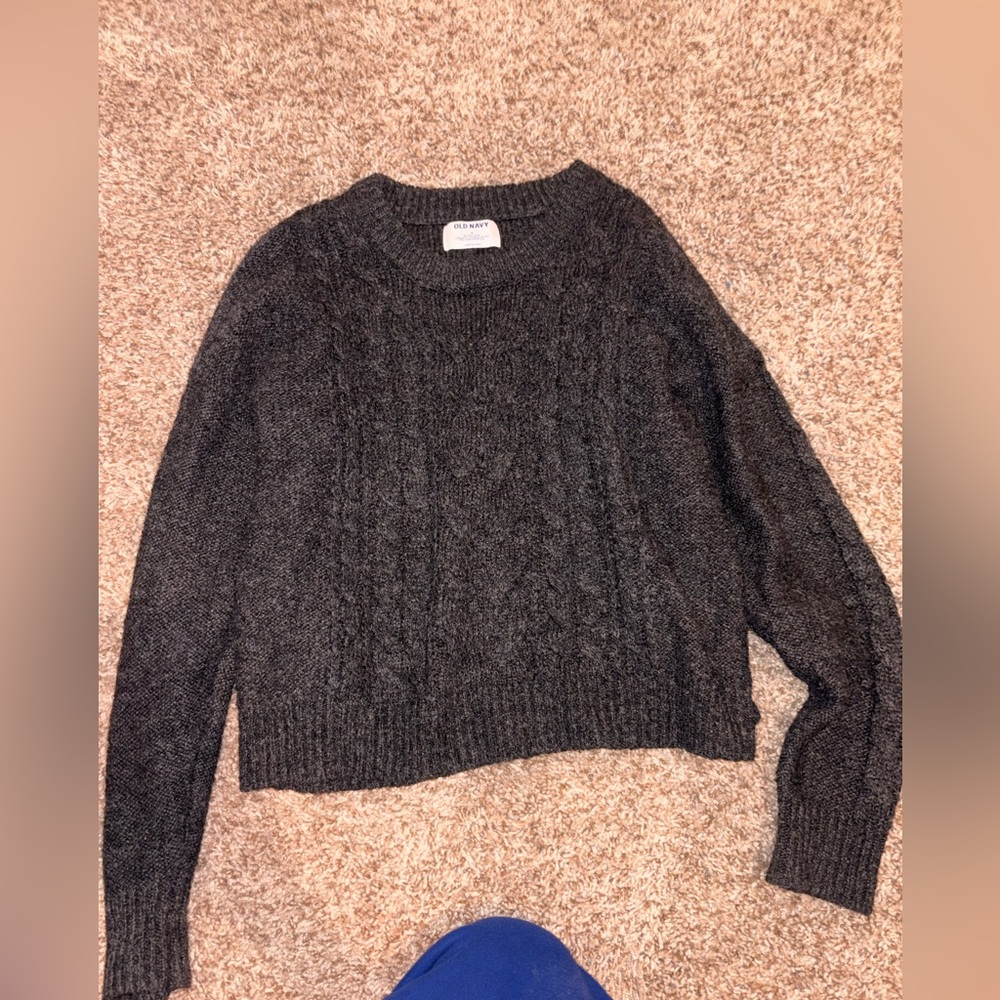 Old Navy Women's Charcoal Cable Knit Sweater